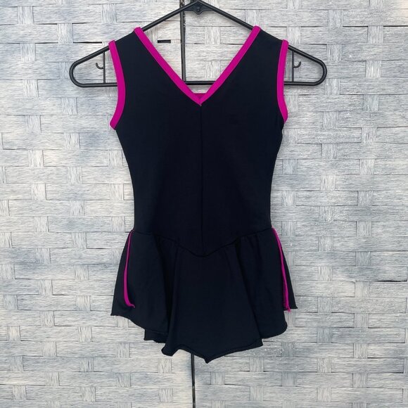 Unicorn Sports Girls Black Pink Gymnastics Dance Leotard Dress Skirt Kids Size 6 - Picture 2 of 6
